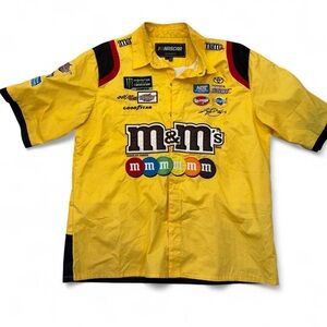 M&M'S Yellow Racing Team Button-Up Shirt with Multicolor Candy Logos